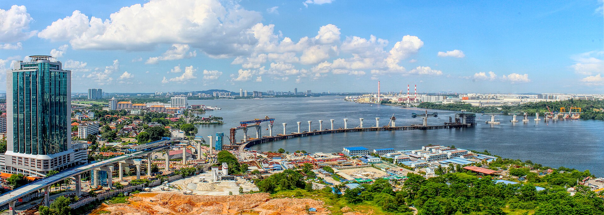 RTS Link viaducts under construction across the Johor Strait